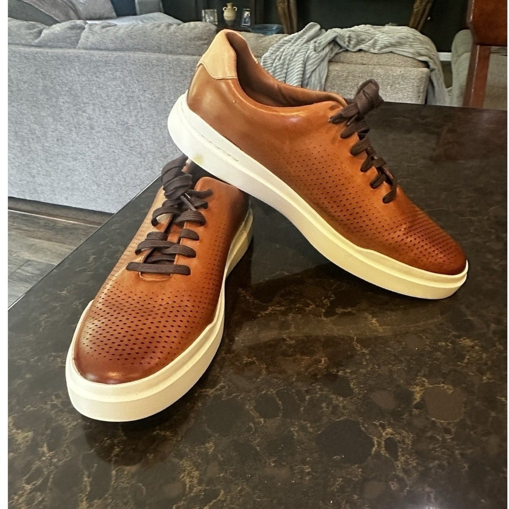 Cole Haan Men's GrandPrø Rally Laser Cut Sneakers C31218 British Tan-Ivory